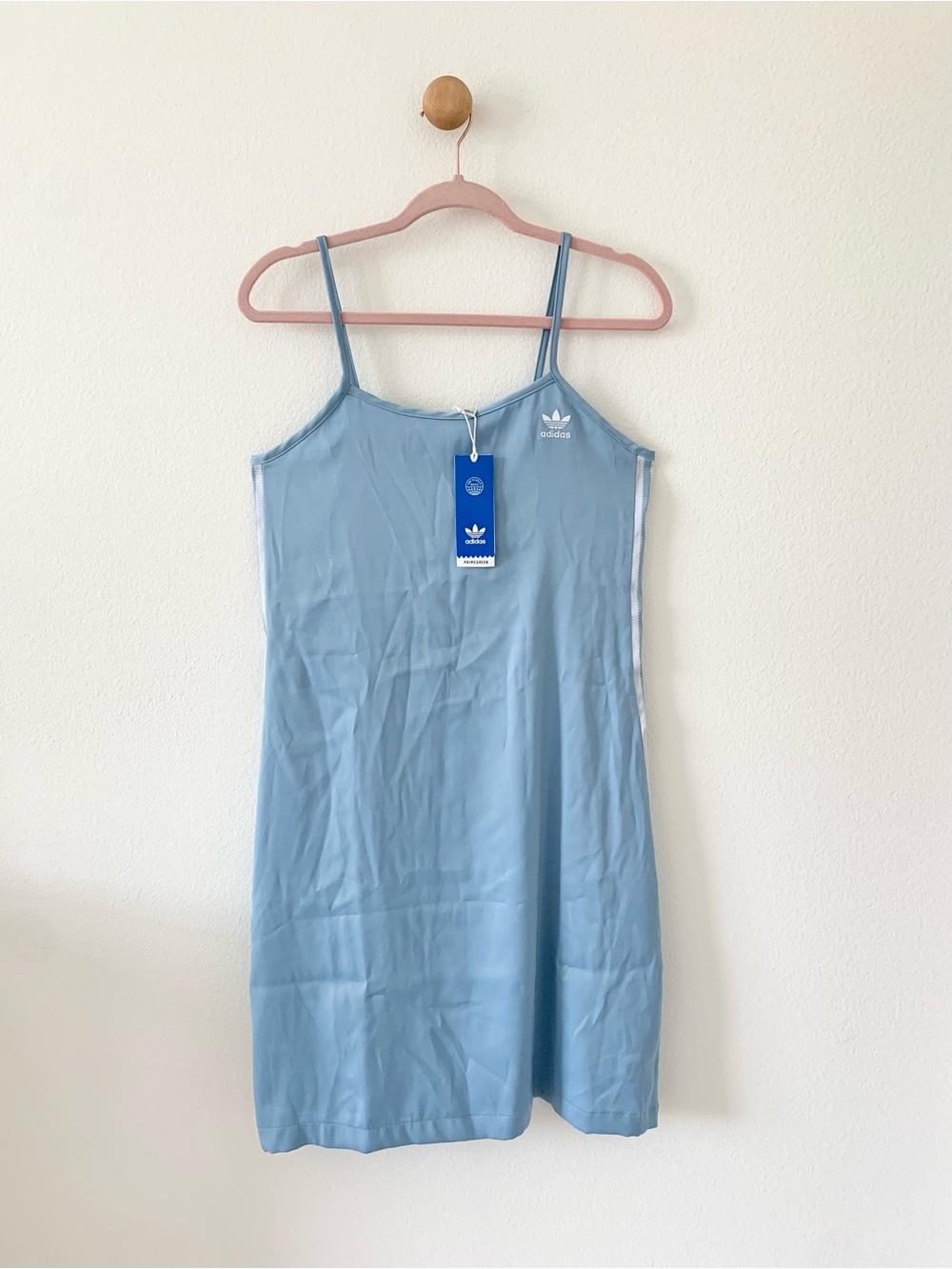 Adidas Light Blue Sports Sleeveless Adicolor Satin Tennis Dress US Small